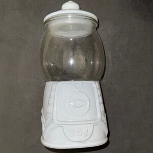 White Ceramic Gumball Machine Jar